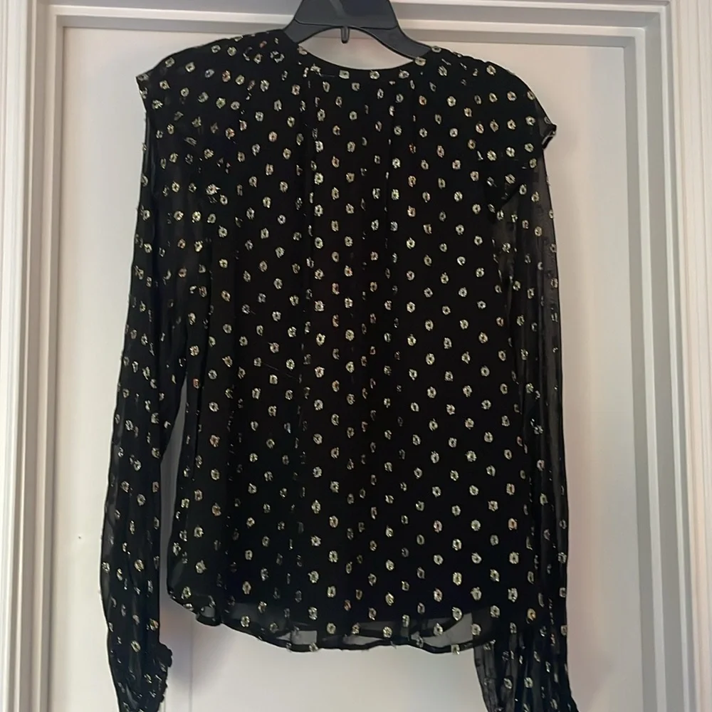 Loft romantic black blouse with metallic design. SZ M - Picture 6 of 8